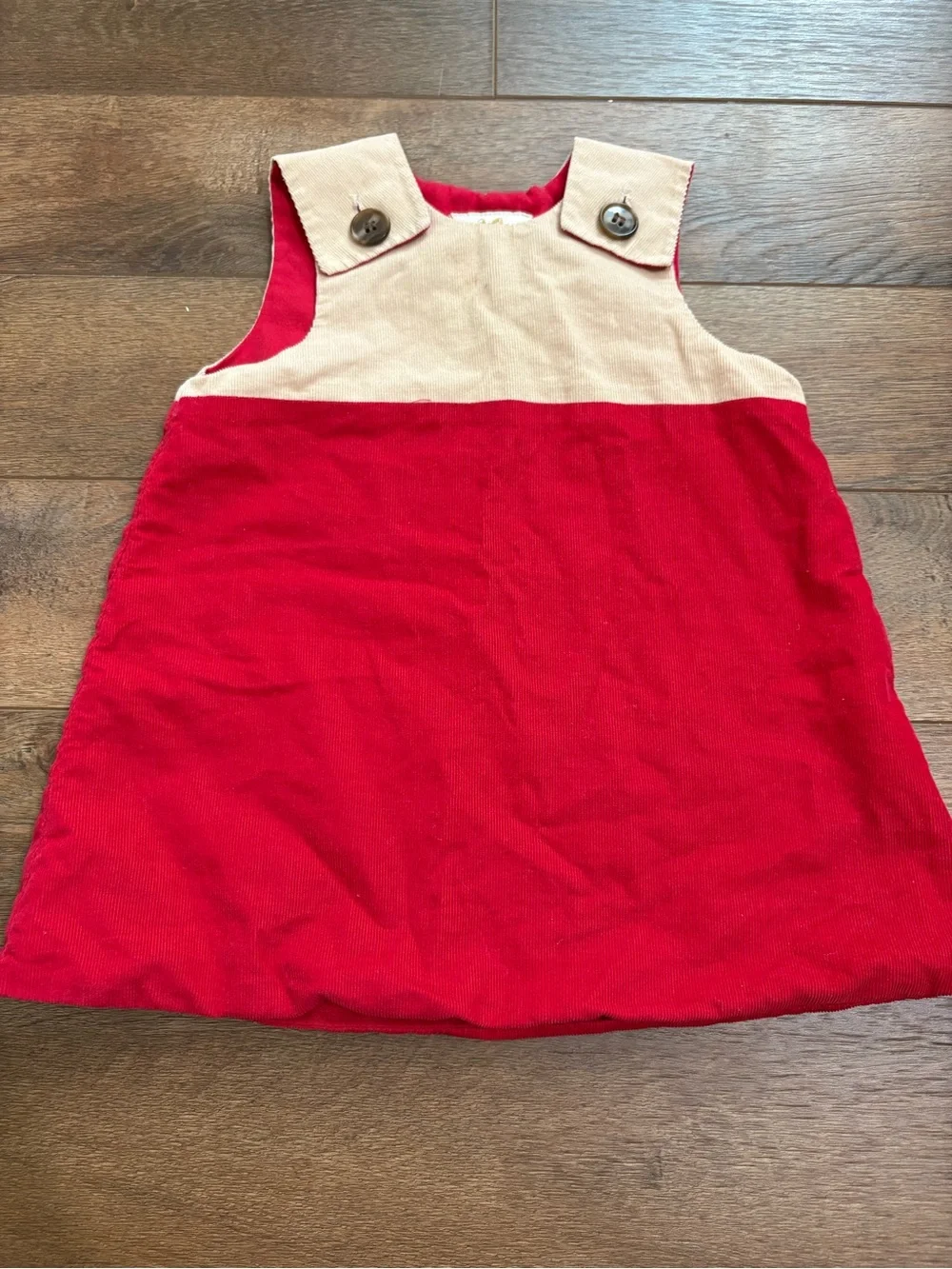 TBBC The Beaufort Bonnet Company Red Cream Corduroy Dress 18-24M